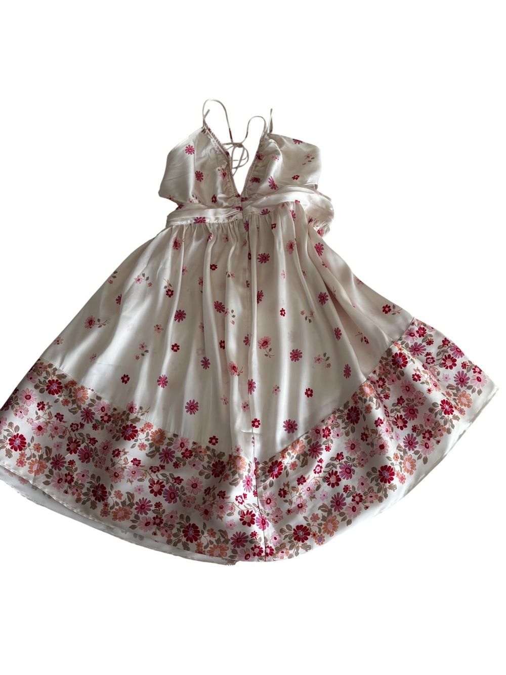 Free People Cream Mini Dress with Pink Floral Border